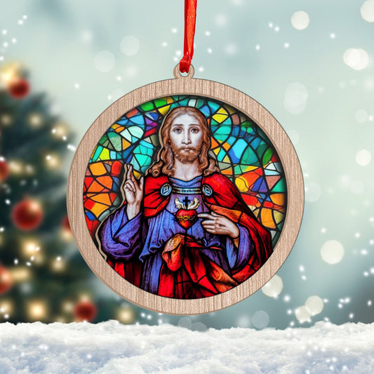 Maisiú Ornáide Coloful Jesus Glass, Ornáid na Nollag 2023, Maisiú na Nollag, Smaoineamh Bronntanais Saoire