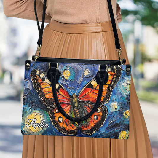Dreamy Butterfly - Personalized Butterfly Leather Handbag