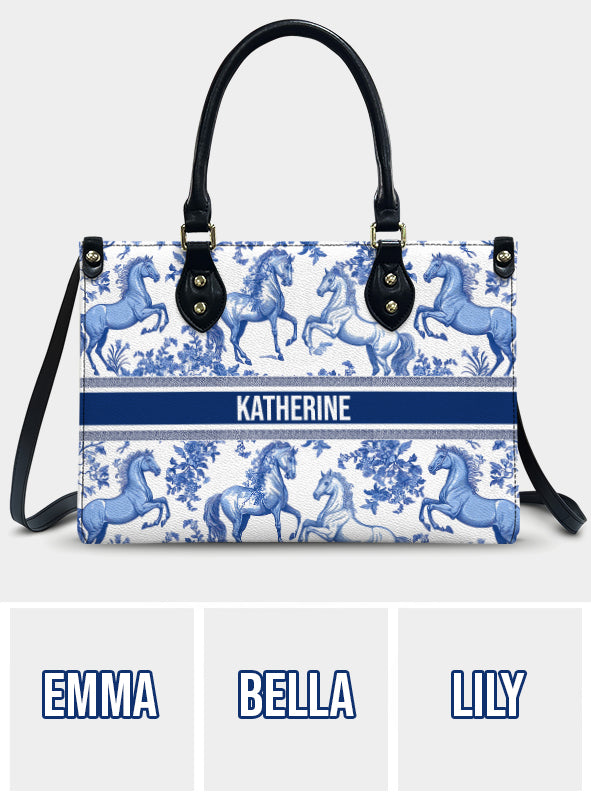 Horse Toile de Jouy - Personalized Horse Leather Handbag
