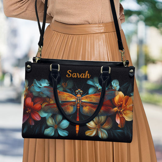 Stunning Dragonfly - Personalized Dragonfly Leather Handbag