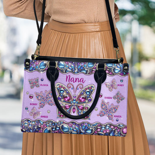 Grandma Nana Mama - Personalized Grandma Leather Handbag