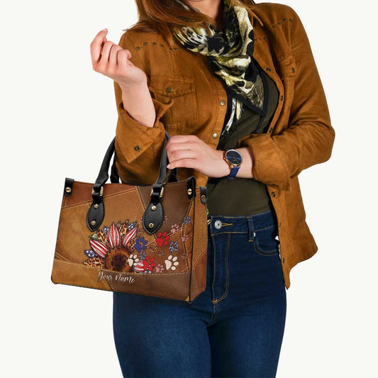 All American Dog Mom - Personalized Independence Day Leather Handbag