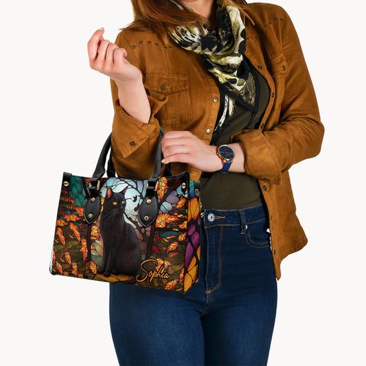 Black Cat - Personalized Black Cat Leather Handbag