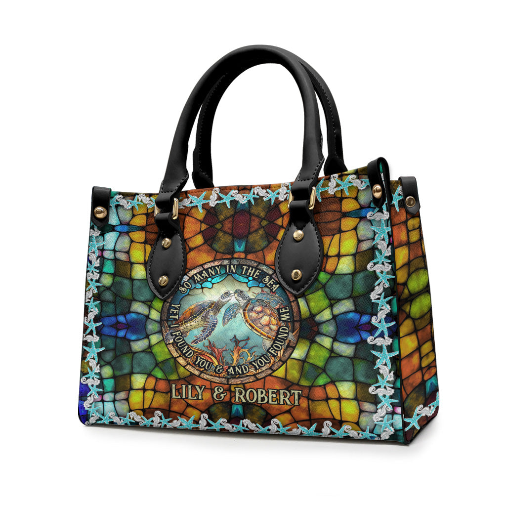 So Many In The Sea - Personalized Turtle Leather Handbag