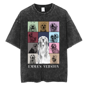 Custom Name Dog 2D Acid Washed Tshirt, Dog Era's Tour Art, Custom Dog Acid Washed Tshirt, Printable Pet Portrait Long Sleeve, Dog Ears Tour Hoodie