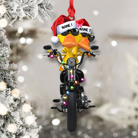 Personalized Gifts For Couple Christmas Ornament Biker Duck Couple