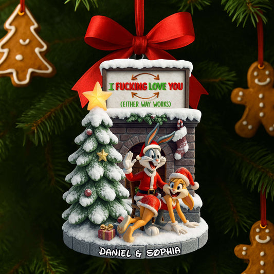 Playful Cartoon Couple Ornament - Personalized Christmas Gifts For Couple