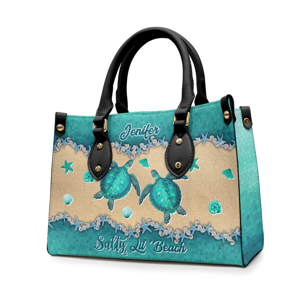 Salty Lil' Beach - Personalized Turtle Leather Handbag