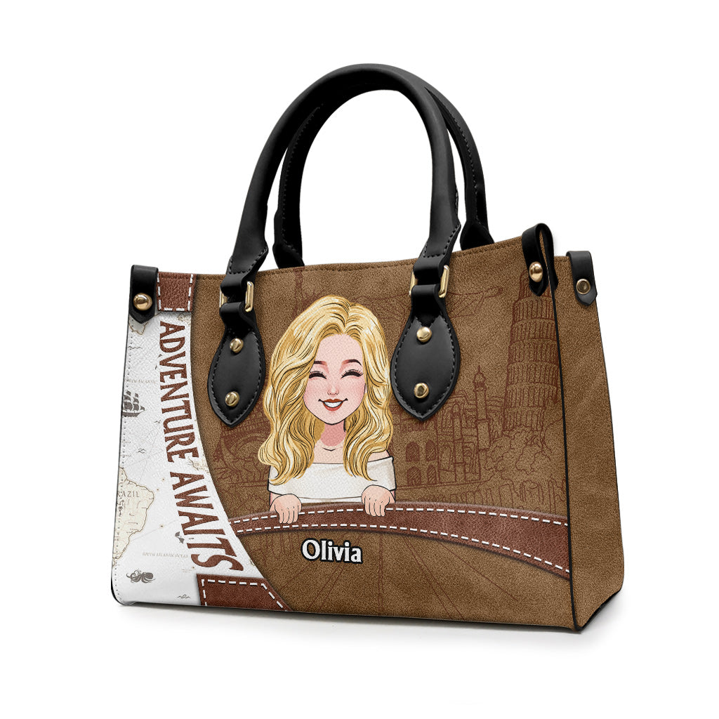 Adventure Awaits - Personalized Travelling Leather Handbag