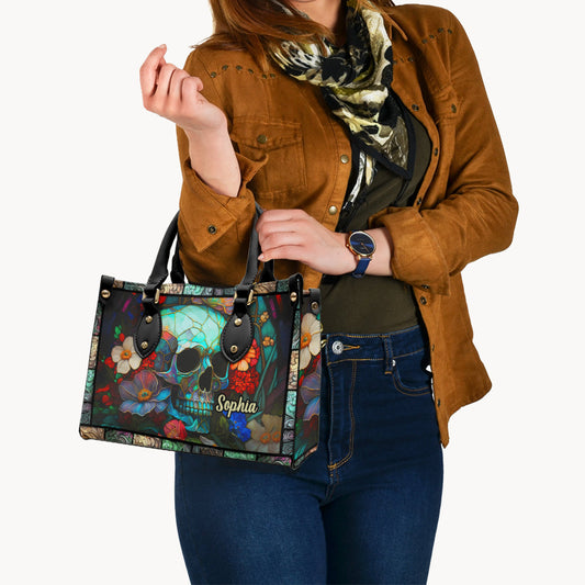Floral Skull - Personalized Skull Leather Handbag
