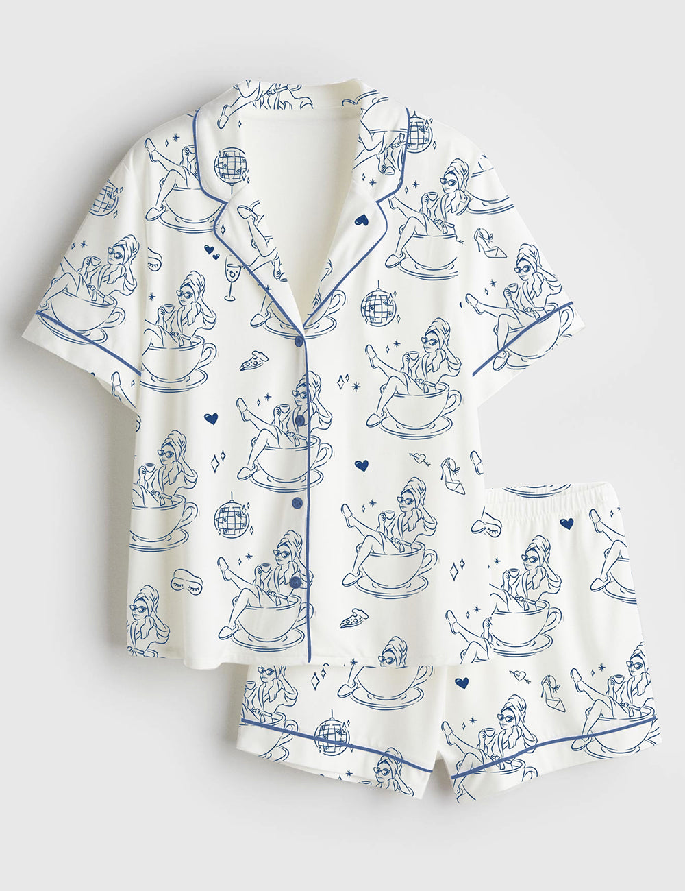 Women’s Girls Gone Mild Bachelorette Slumber Party Bachelorette Spa Day Bach Part Print Short Sleeve Satin Pajama Set