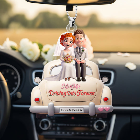 Bride & Groom Car Ornament Personalized Gifts For Couple