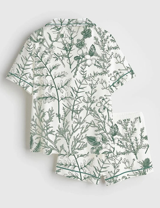 Women's Sage Garden Short Sleeve Satin Pajama Set