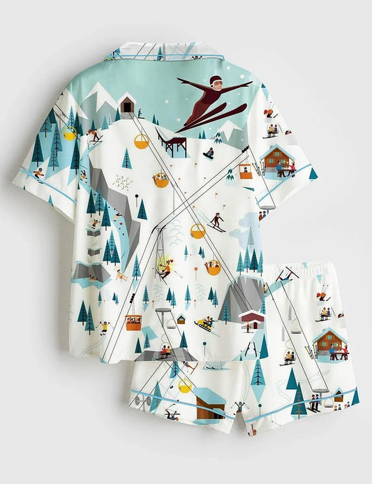 Women's Apre?s Ski Short Sleeve Satin Pajama Set