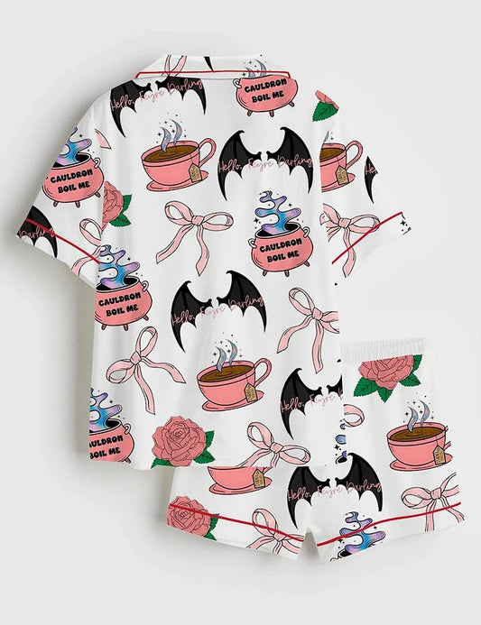 Women's Coquette Acotar Short Sleeve Satin Pajama Set