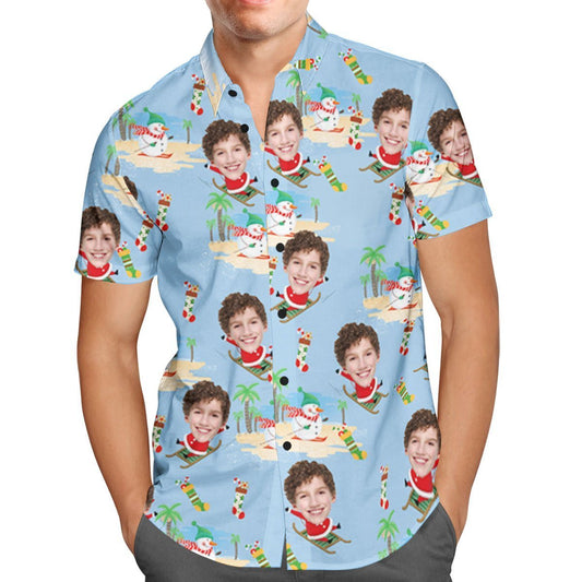 Aghaidh an Chustaim Léine Haváí Nollag Pearsantaithe Santa Claus Scátála Surf