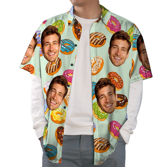 Léine Haváíais Aghaidh an Chustaim Donuts Corr-Trópaiceach Trá Samhraidh Léine Unisex