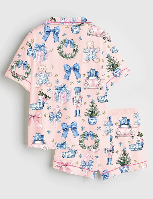 Women's Coquette Chinoiserie Christmas Satin Pajama Set