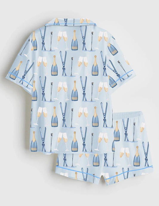 Women's Apre?s Ski Champagne Satin Pajama Set