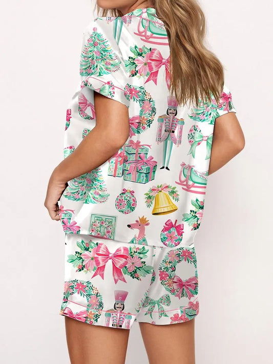 Preppy Christmas Satin Pajama Set
