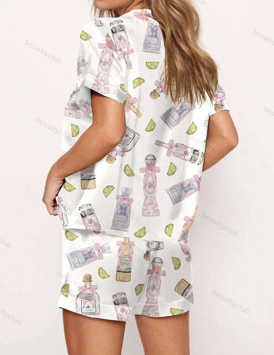 Tequila Bottle Satin Pajama Set