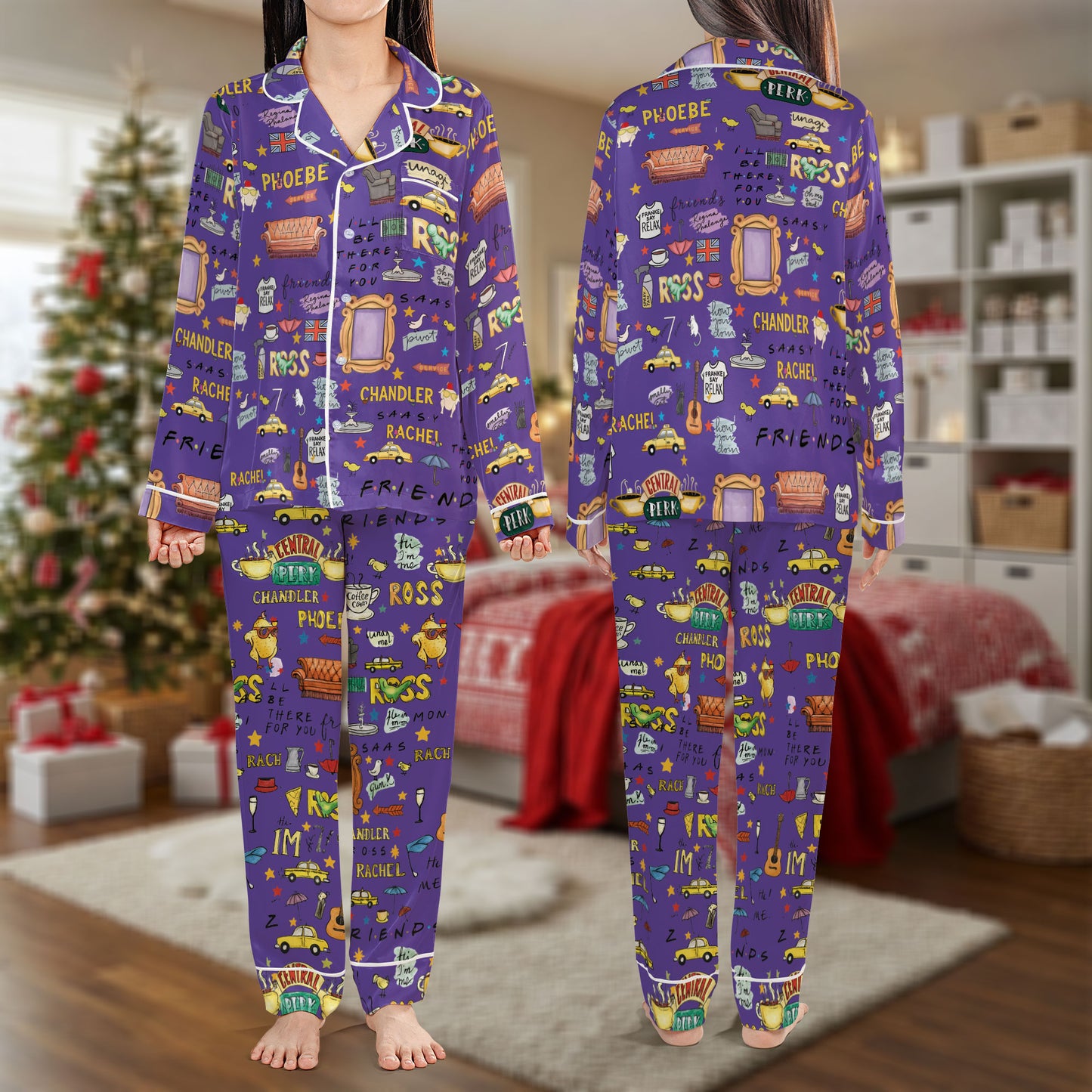 Friends TV Show Pajama Set – Purple Retro Pajamas | Cozy Pajama Gift Set, Cute Pajamas for My Love, Family Pajamas for Women, Men, Kids & Youth HPRPJMADL-23