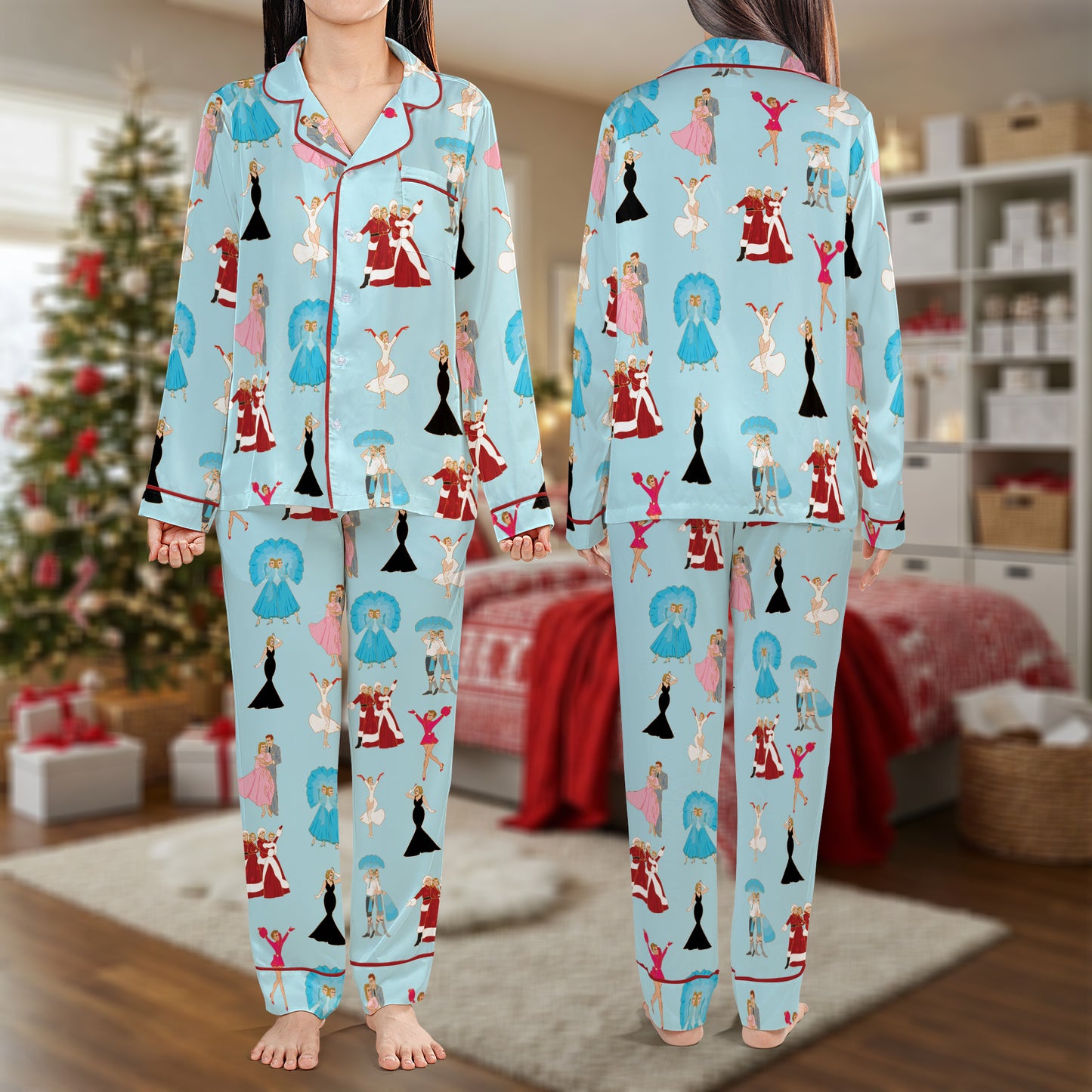 Vintage Christmas Dance Pajama Set – Retro Holiday Pajamas | Cozy Pajama Gift Set, Cute Pajamas for My Love, Family Pajamas for Women, Men, Kids & Youth HPRPJMADL-37