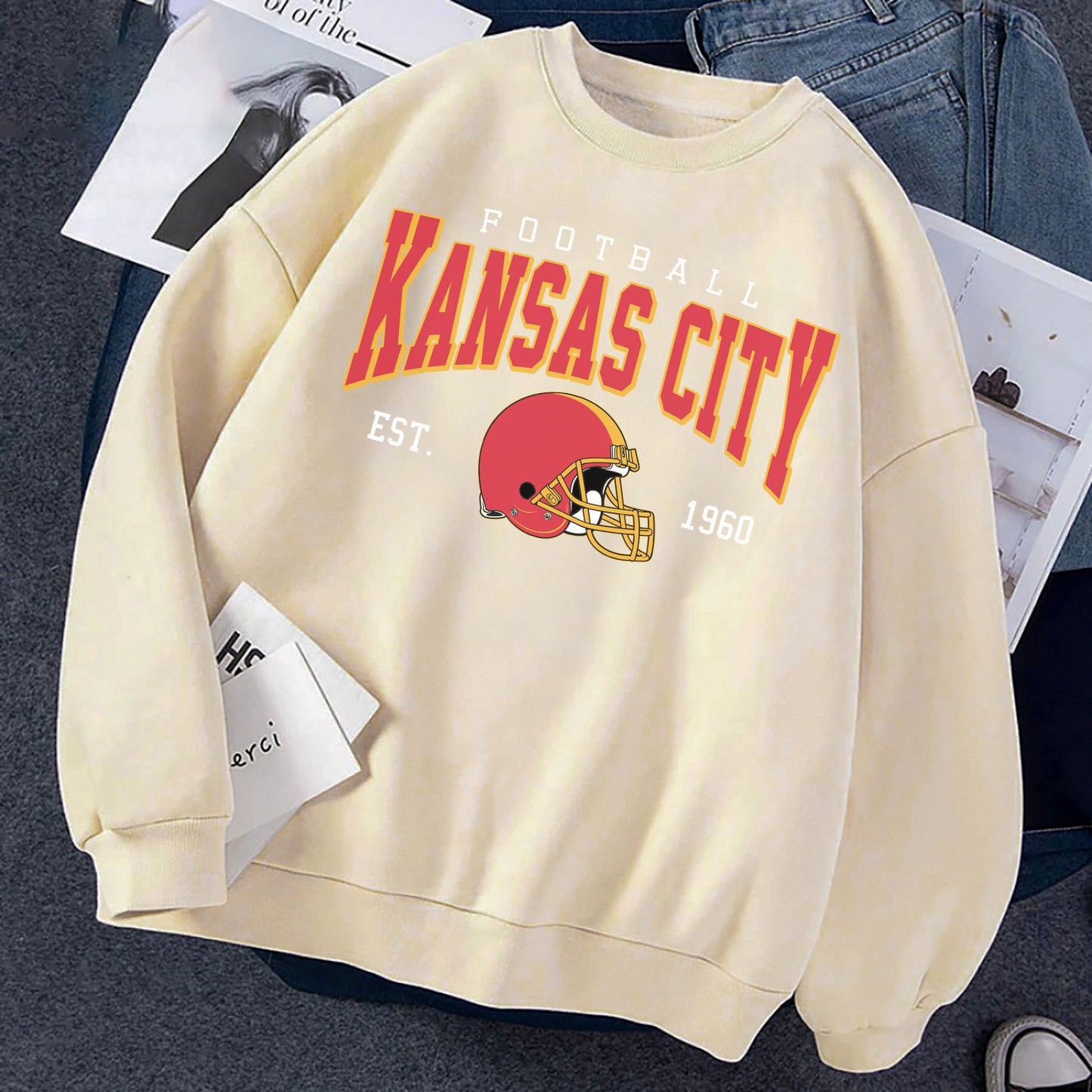 Kansas City A FOOTBALL Sweatshirt, Kansas City A FOOTBALL Shirt Retro Style 90s Vintage Unisex Crewneck, Graphic Tee Gift For Football Fan Sport