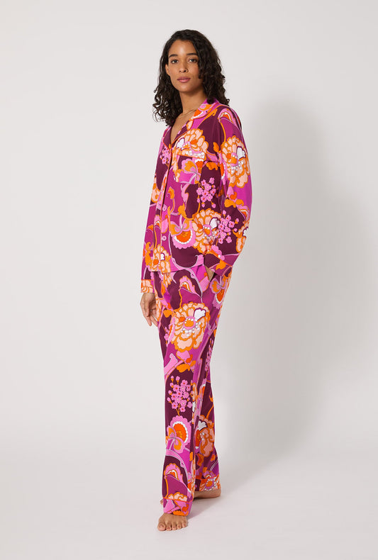 BedHead X Trina Turk Apache Plume Long Sleeve Classic Stretch Jersey Pj Set