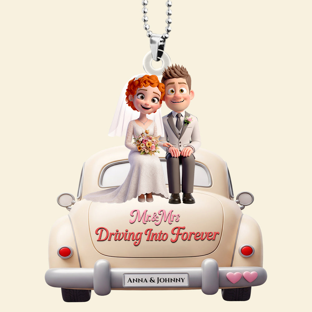 Bride & Groom Car Ornament Personalized Gifts For Couple
