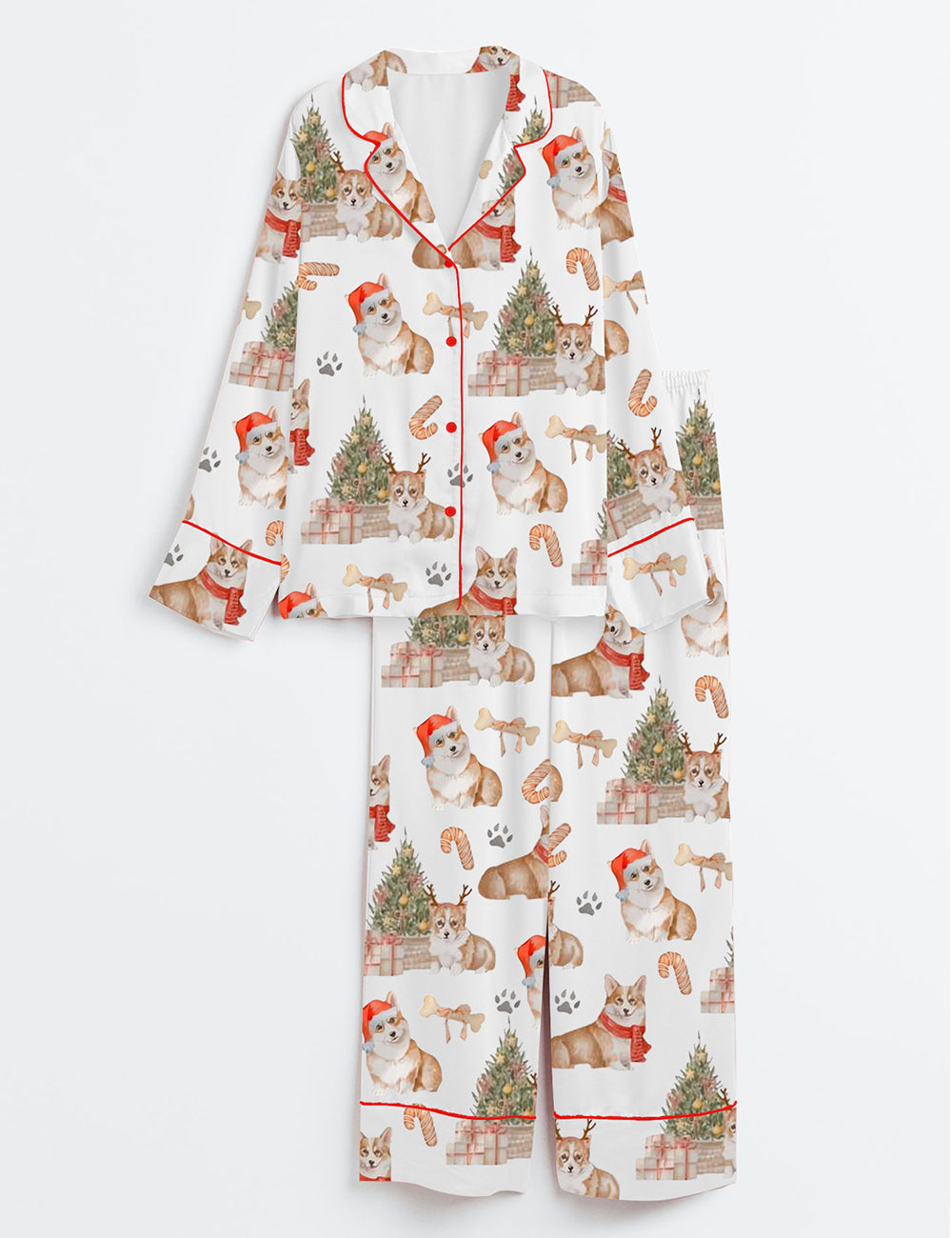 Women's Corgi Christmas Satin Pajama Set