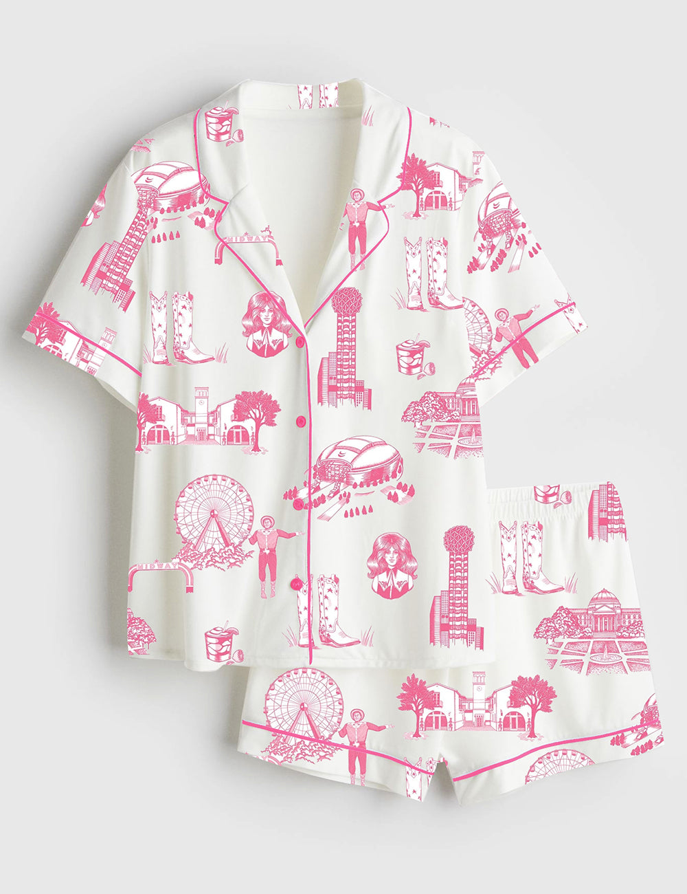 Women’s Dallas Western Cowboy Short Sleeve Satin Pajama Set