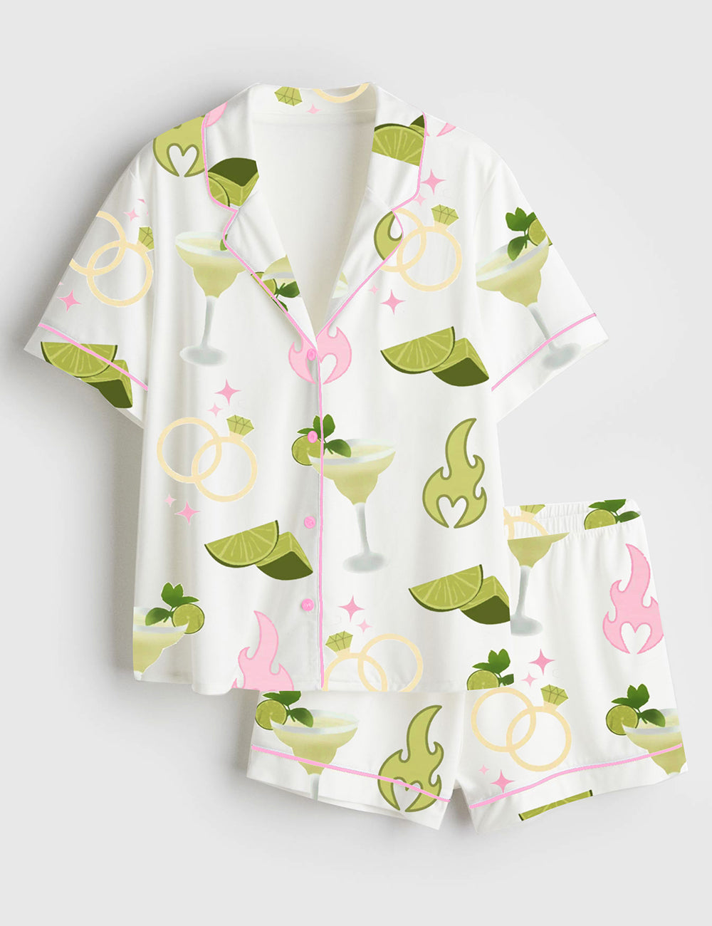 Women’s Margs And Matrimony Bachelorette Confetti Bachelorette Margarita Theme Short Sleeve Satin Pajama Set