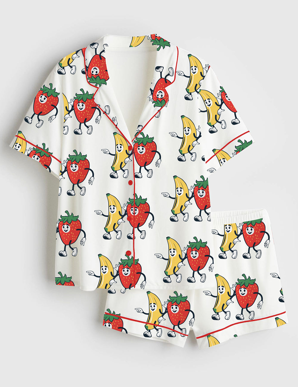 Women’s Pride Month Support Your Fruity Friends LGBTQ Short Sleeve Satin Pajama Set