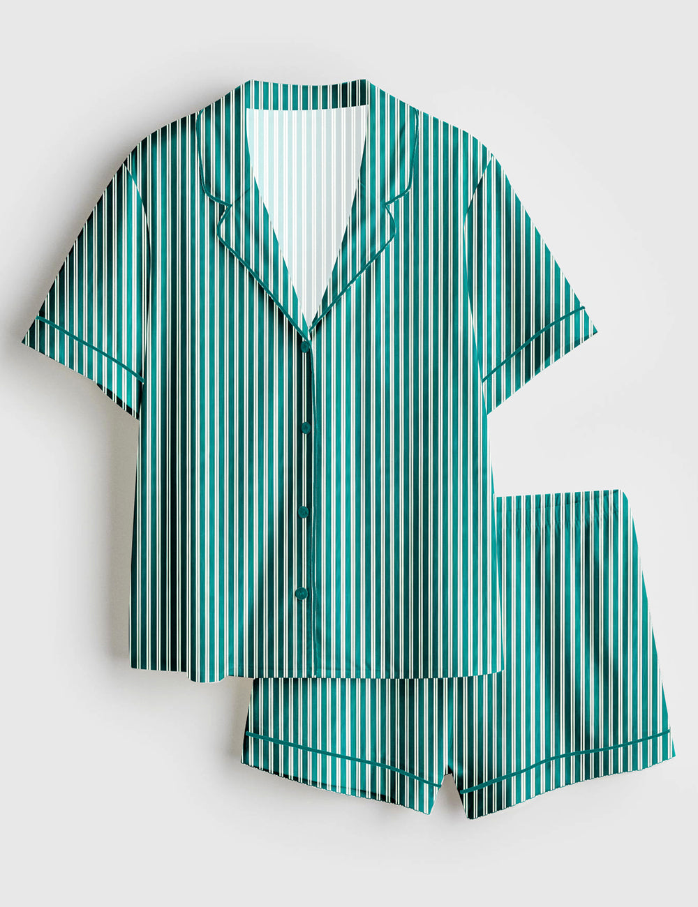 Women's Stripe Print Short Sleeve Satin Pajama Set
