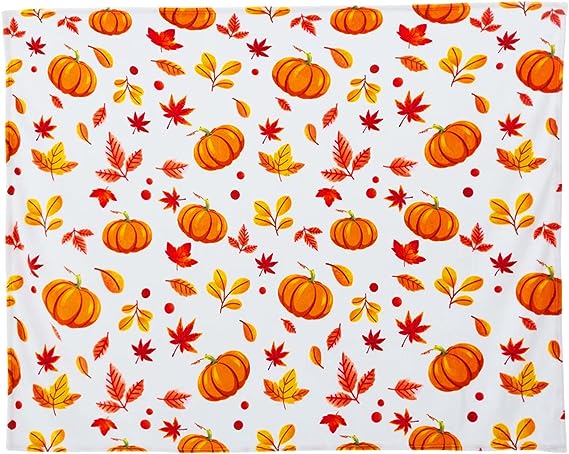Inhand Fall Throw Blanket, Halloween Pumpkin Autumn Plush Fall Decor Fleece Fuzzy Picnic Throw Blanket for Couch Sofa Chairs, Cute Holiday Orange Leaf Blankets and Throws for Home