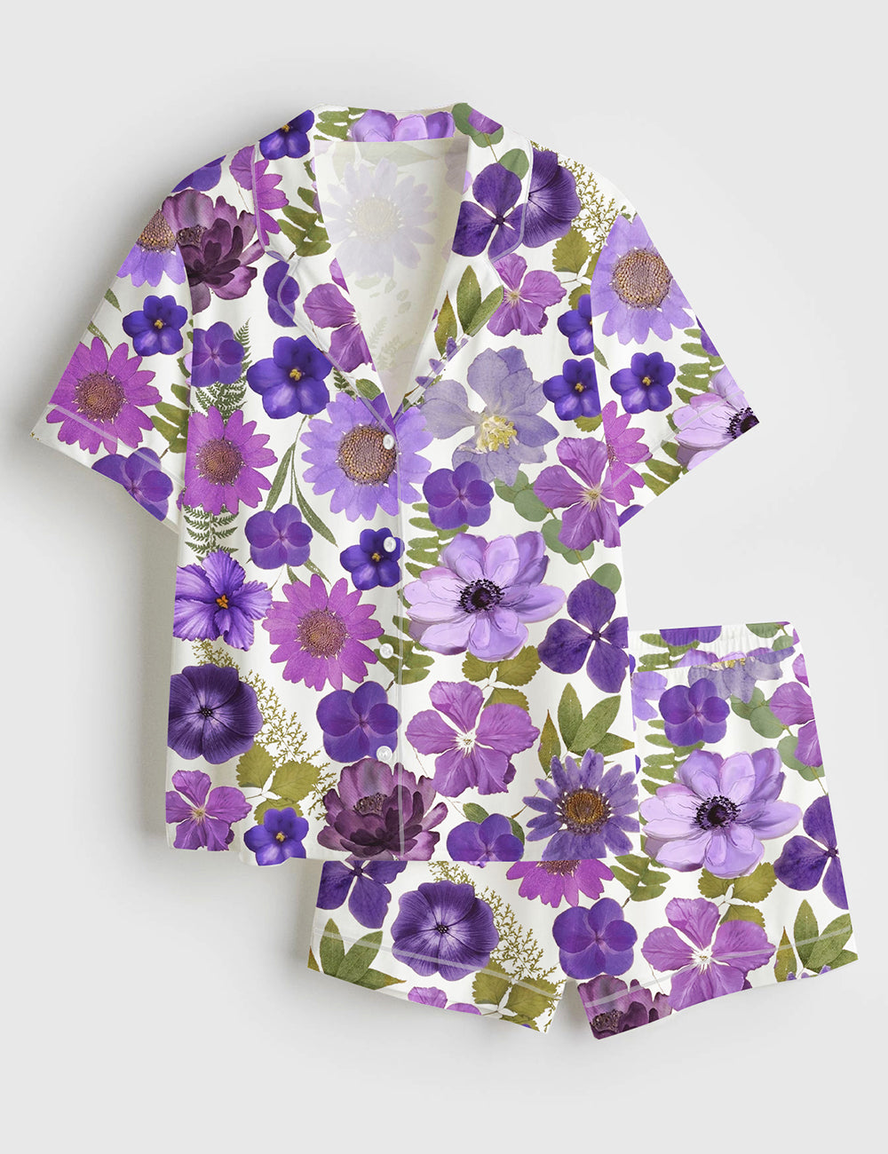 Women’s Alzheimers Purple Ribbon Dementia Alzheimers Awareness Floral Purple Alzheimer Short Sleeve Satin Pajama Set