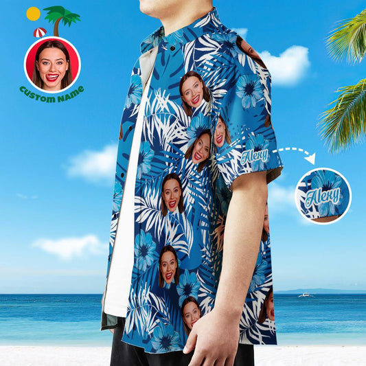 Léine Aghaidh an Chustaim le Léine Haváíais na bhFear Téacs do Bhuachaill nó Fear céile