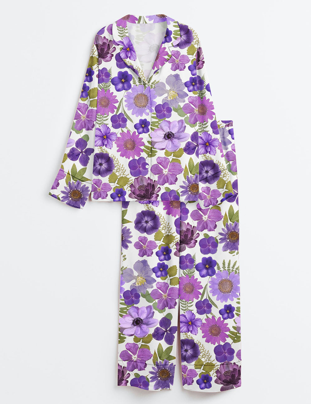 Women’s Alzheimers Purple Ribbon Dementia Alzheimers Awareness Floral Purple Alzheimer Long Sleeve Satin Pajama Set