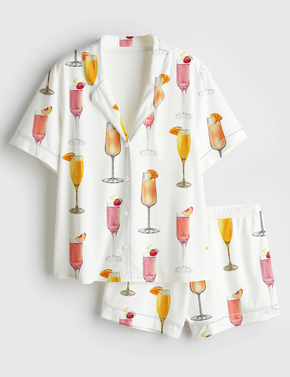 Women’s Best Champagne For Mimosas Short Sleeve Satin Pajama Set