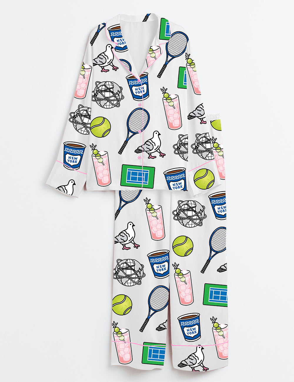 Women’s US Open Tennis Cocktail Long Sleeve Satin Pajama Set