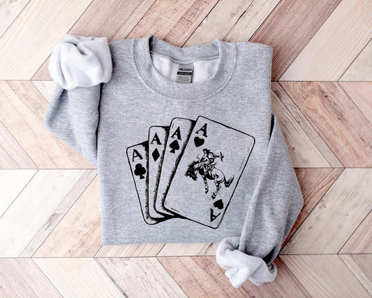 Ace Card Cowboy Hoodie, Cowboy Western Sweatshirt, Playing Card Sweatshirt, Card Hoodie, Poker Card Sweatshirt, Country Sweatshirt gift