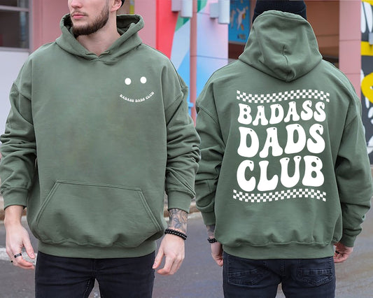Cochaillíní sweatshirt Badass Dads Club, Tshirt Badass Dad, Lámh creatlach, Bronntanais Cool Dad, Bronntanas Lae na nAthair Ó Mhac, Bronntanas Breithlá Dhaid