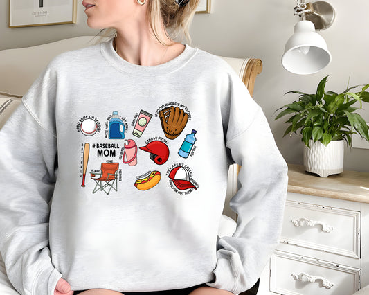 Geansaí Mam Baseball, Léine Mama Baseball, Léine Baseball do Mhná, geansaí Mam Spóirt, Léine Crewneck Lá Cluiche, Cochaillín Cool Mam