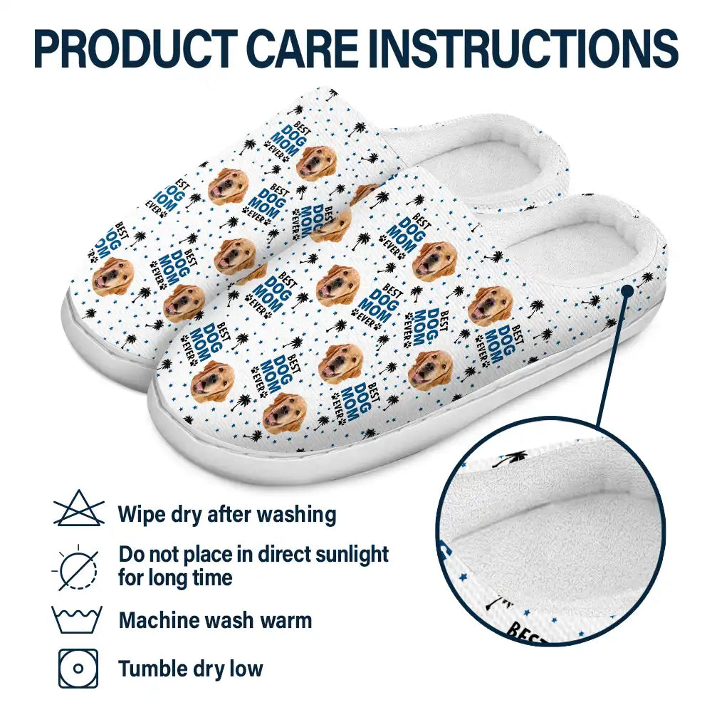 Custom Photo Best Dog Cat Dad Mom Ever - Personalized Fluffy Slippers