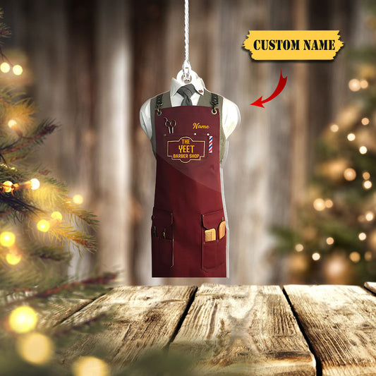 Lógó Bearbóir Ornáid Múnlaithe Saincheaptha, Bronntanas Nollag Do Bhearbóir, Ornáid Siopa Bearbóir, Ornáid Nollag Saincheaptha, Ornáid Nollag, Ornáid Mar Bhronntanas