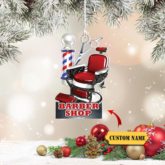 Ornáid Chustaim Bearbóir Pearsanta, Bronntanas Nollag Do Bhearbóir, Ornáid Siopa Bearbóir, Ornáid Nollag Saincheaptha, Ornáid Nollag, Ornáid Mar Bhronntanas