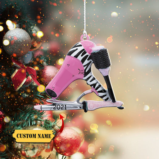 Ornáid Chustaim Lógó Barber, Bronntanas Nollag Do Bhearbóir, Ornáid Siopa Bearbóir, Ornáid Nollag Saincheaptha, Ornáid Nollag, Ornáid Mar Bhronntanas