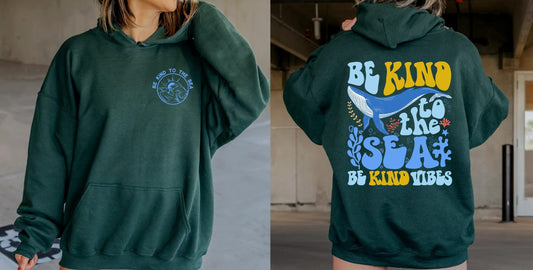 Be Kind To The Sea Hoodie, Summer Holiday Hoodie, Beach Vacation Sweatshirt, Coconut Girl Aesthetic, Ocean Beach Surf T-Shirt, Trendy Shirt