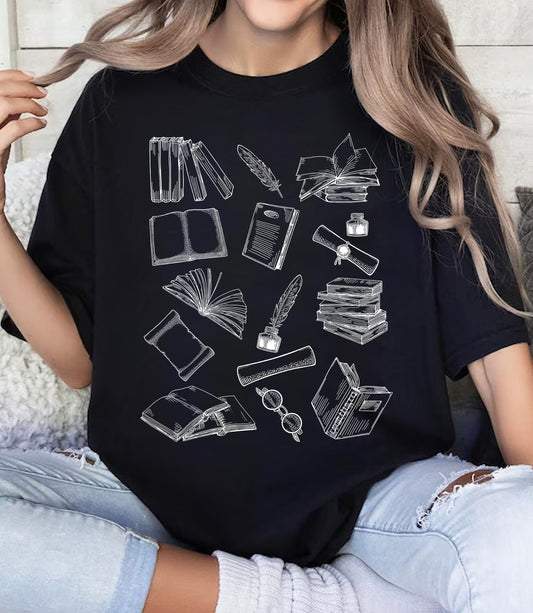 Dathanna Compord Léine Bookish, Geansaí Leannán Leabhar Simplí Minimalist, Acadamh Éadrom Dorcha, Lover Léitheoireachta Leabhar Worm BookTok, Don Mhúinteoir Her